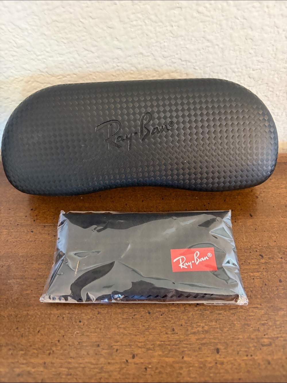 Ray-Ban Black Checkered Hard Side Sunglass Case with Branded Cleaning Cloth